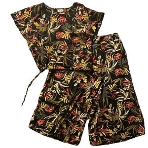 World Market Crop top and Wide Leg Capri 2 Piece Set | Sz L/XL NWT